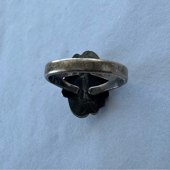 Vintage Southwestern Navajo Turquoise Ring Sterling Silver Signed US Size 6.25 - Picture 8 of 9